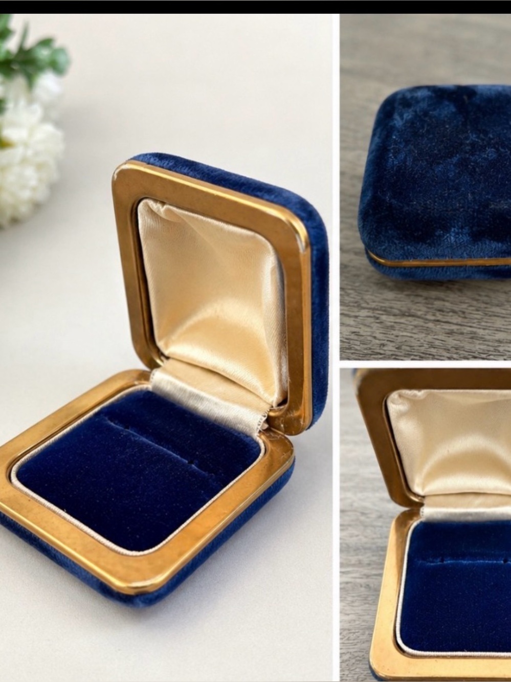 Vintage Velvet Jewelry Case‎ Cosmetic Bag - Navy Blue